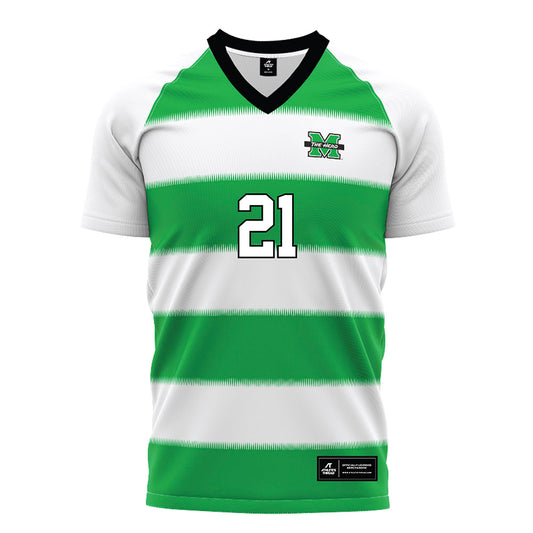 Marshall - NCAA Women's Soccer : Anna Linsler - Green Stripes Soccer Jersey-0