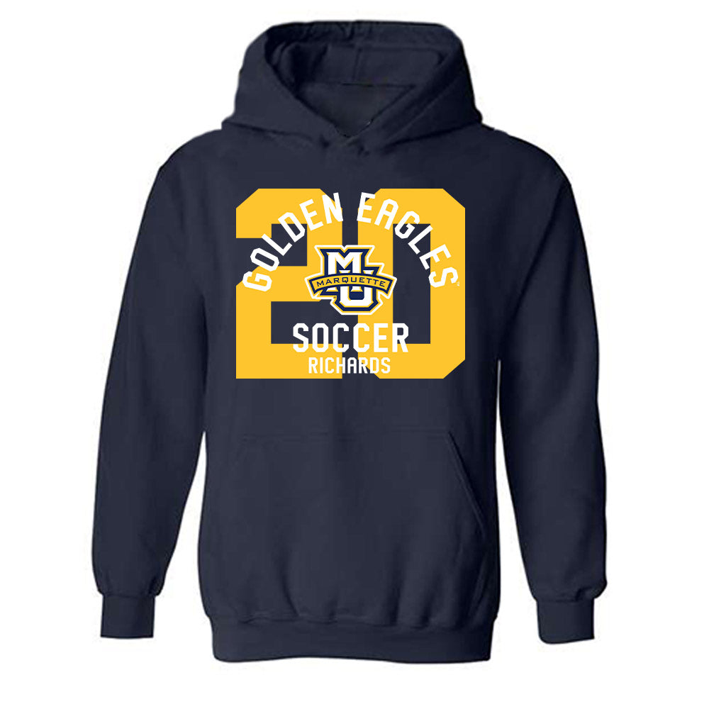 Marquette - NCAA Men's Soccer : Bryce Richards - Classic Fashion Shersey Hooded Sweatshirt-0