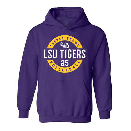 LSU - NCAA Women's Volleyball : Takyla Brown - Classic Fashion Shersey Hooded Sweatshirt-0