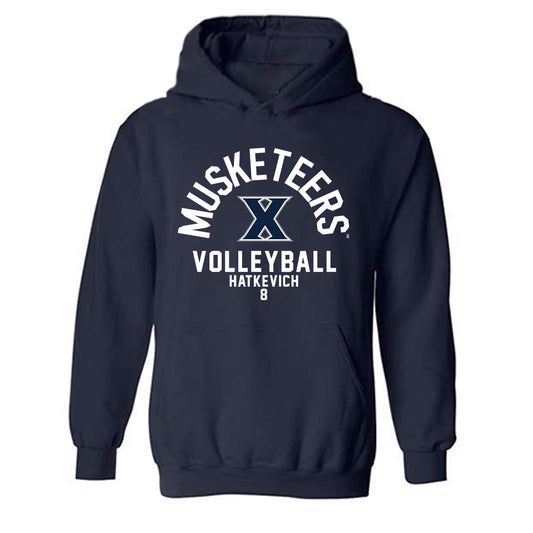 Xavier - NCAA Women's Volleyball : Macy Hatkevich - Fashion Shersey Hooded Sweatshirt-0