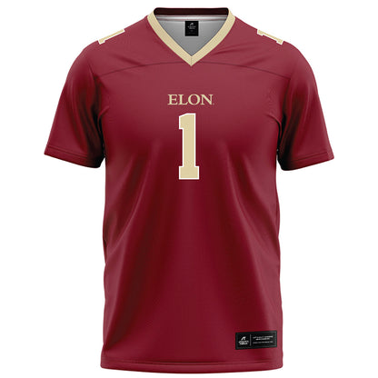 Elon - NCAA Football : Jevean Brown - Maroon Football Jersey-0