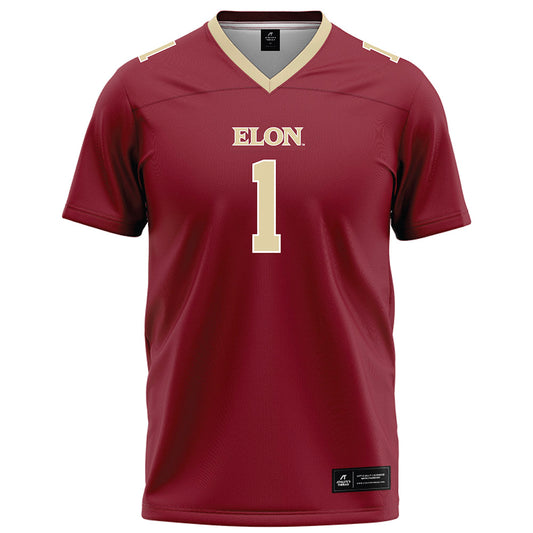 Elon - NCAA Football : Jevean Brown - Maroon Football Jersey-0