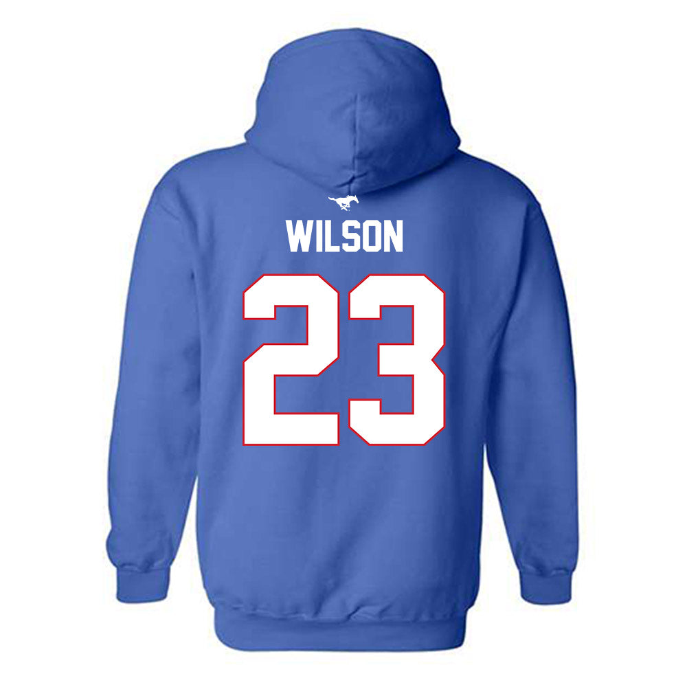 SMU - NCAA Women's Soccer : Hayden Wilson - Replica Shersey Hooded Sweatshirt-1