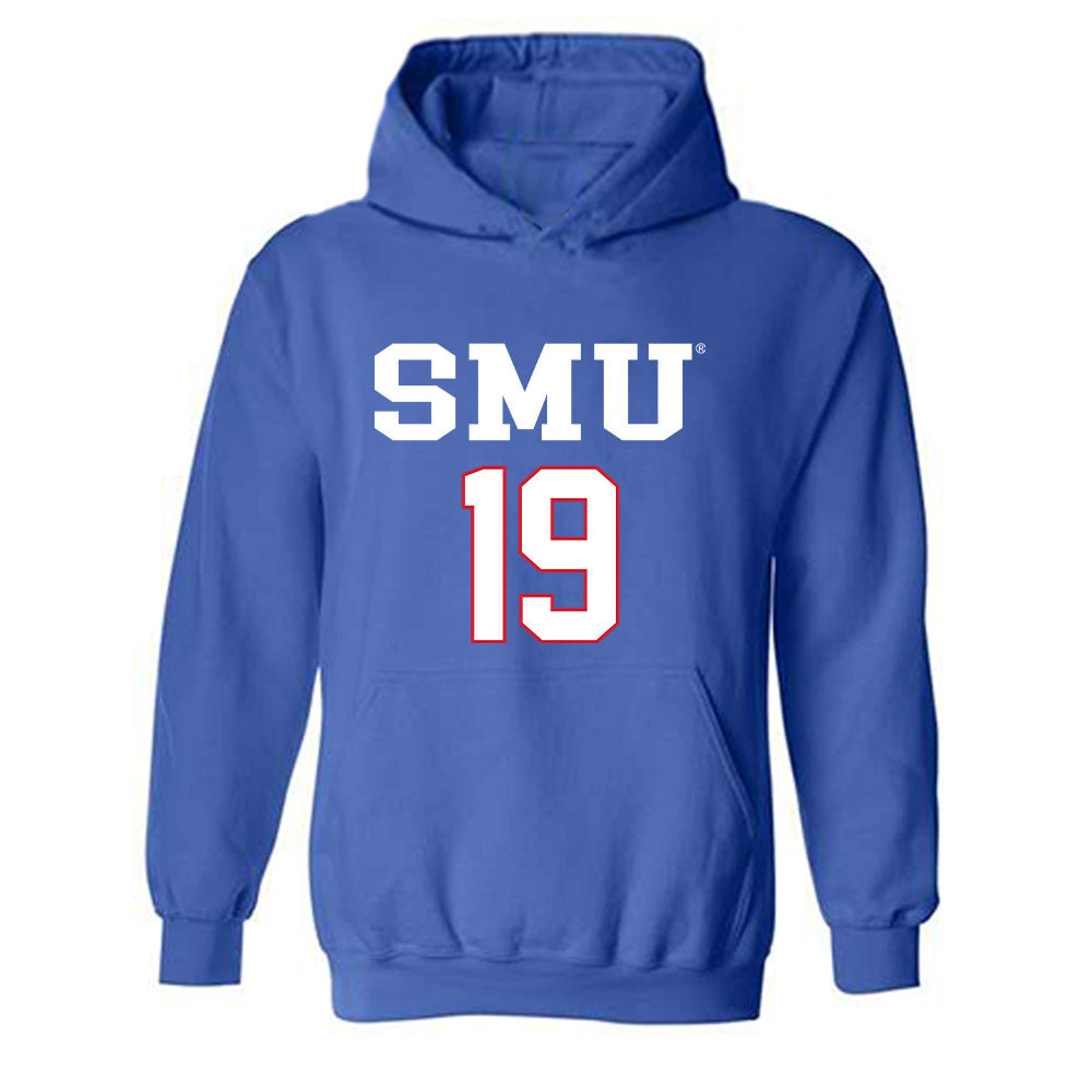 SMU - NCAA Men's Soccer : Milton Lopez - Replica Shersey Hooded Sweatshirt-0