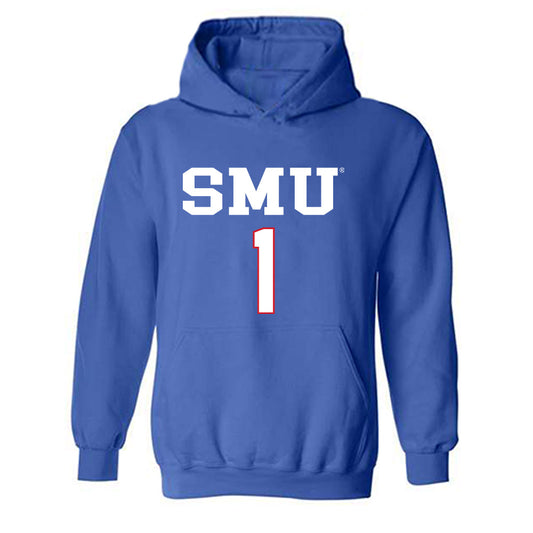 SMU - NCAA Men's Soccer : Jonathan Evans - Replica Shersey Hooded Sweatshirt-0