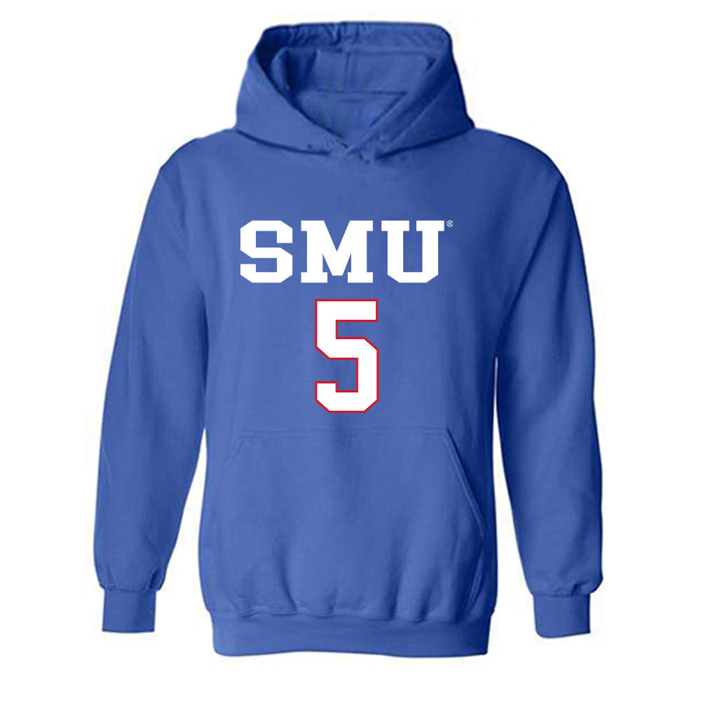 SMU - NCAA Men's Soccer : Noah Holmstrom - Replica Shersey Hooded Sweatshirt-0