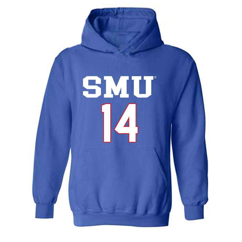 SMU - NCAA Women's Soccer : Olivia Maddocks - Replica Shersey Hooded Sweatshirt-0