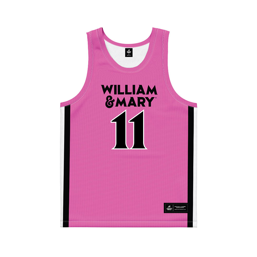 William & Mary - NCAA Men's Basketball : Kyle Pulliam - Pink Basketball Jersey-0