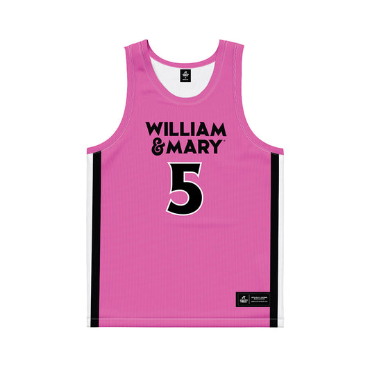 William & Mary - NCAA Men's Basketball : Ethan Connery - Pink Basketball Jersey-0