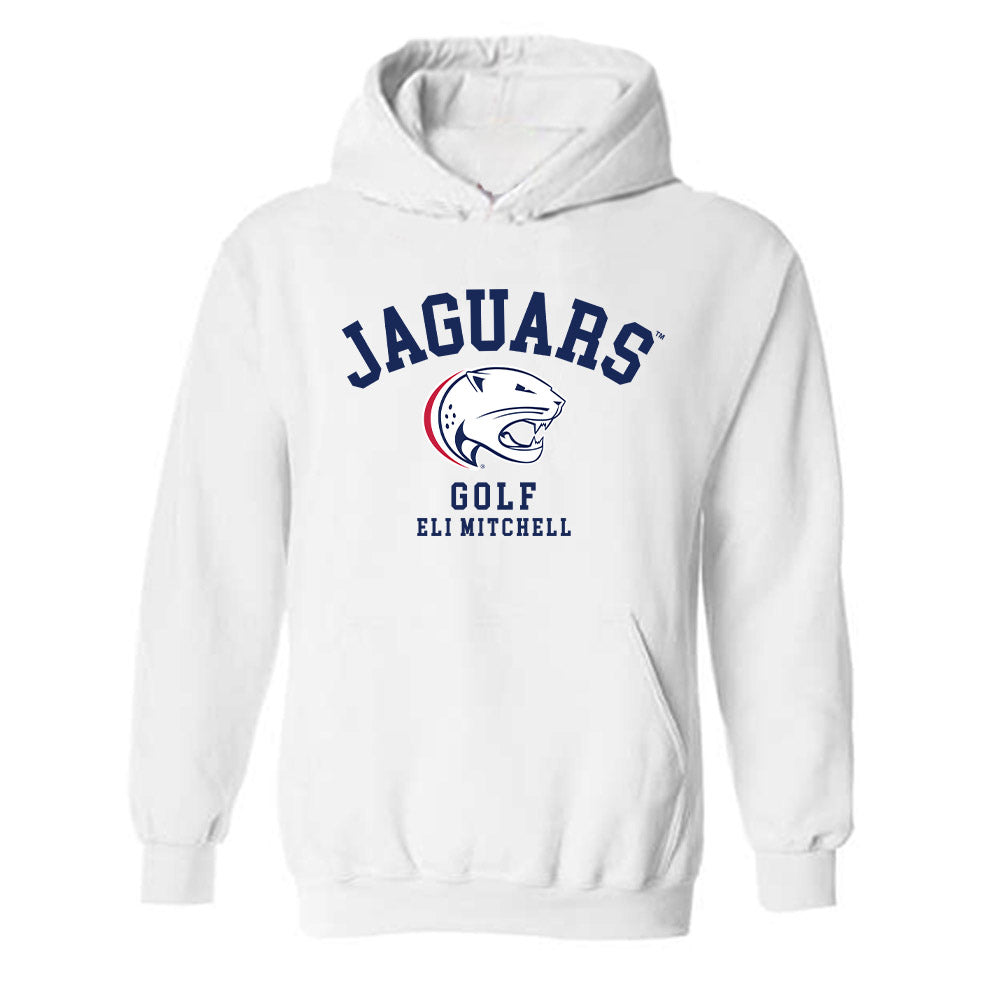 South Alabama - NCAA Men's Golf : Eli Mitchell - Classic Fashion Shersey Hooded Sweatshirt-0