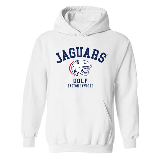 South Alabama - NCAA Men's Golf : Easton Haworth - Classic Fashion Shersey Hooded Sweatshirt-0