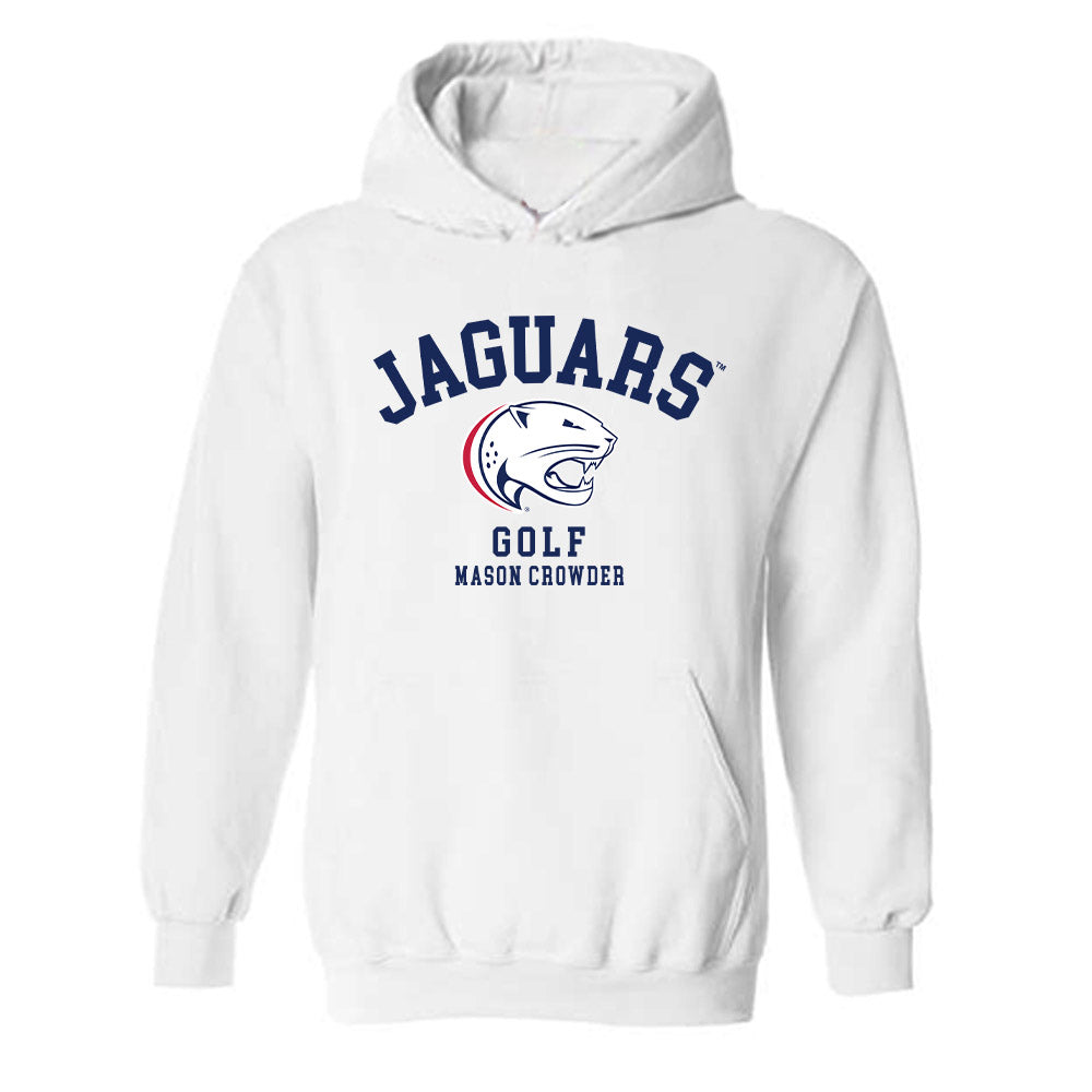 South Alabama - NCAA Men's Golf : Mason Crowder - Classic Fashion Shersey Hooded Sweatshirt-0