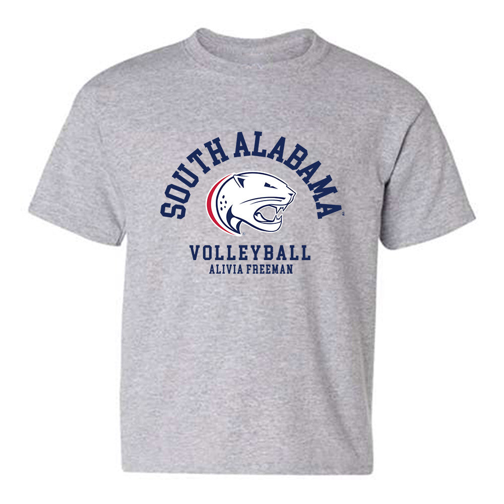 South Alabama - NCAA Women's Volleyball : Alivia Freeman - Classic Fashion Shersey Youth T-Shirt-0