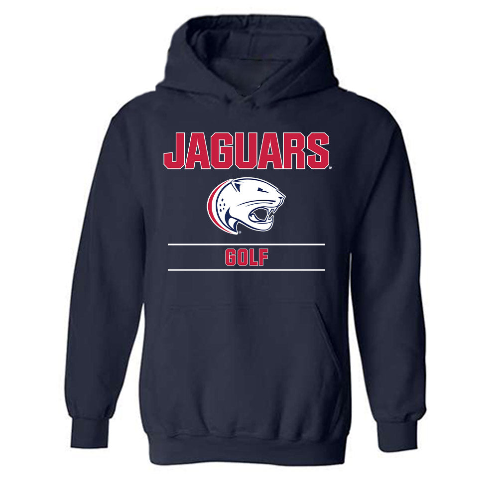 South Alabama - NCAA Men's Golf : Eli Mitchell - Classic Fashion Shersey Hooded Sweatshirt-0