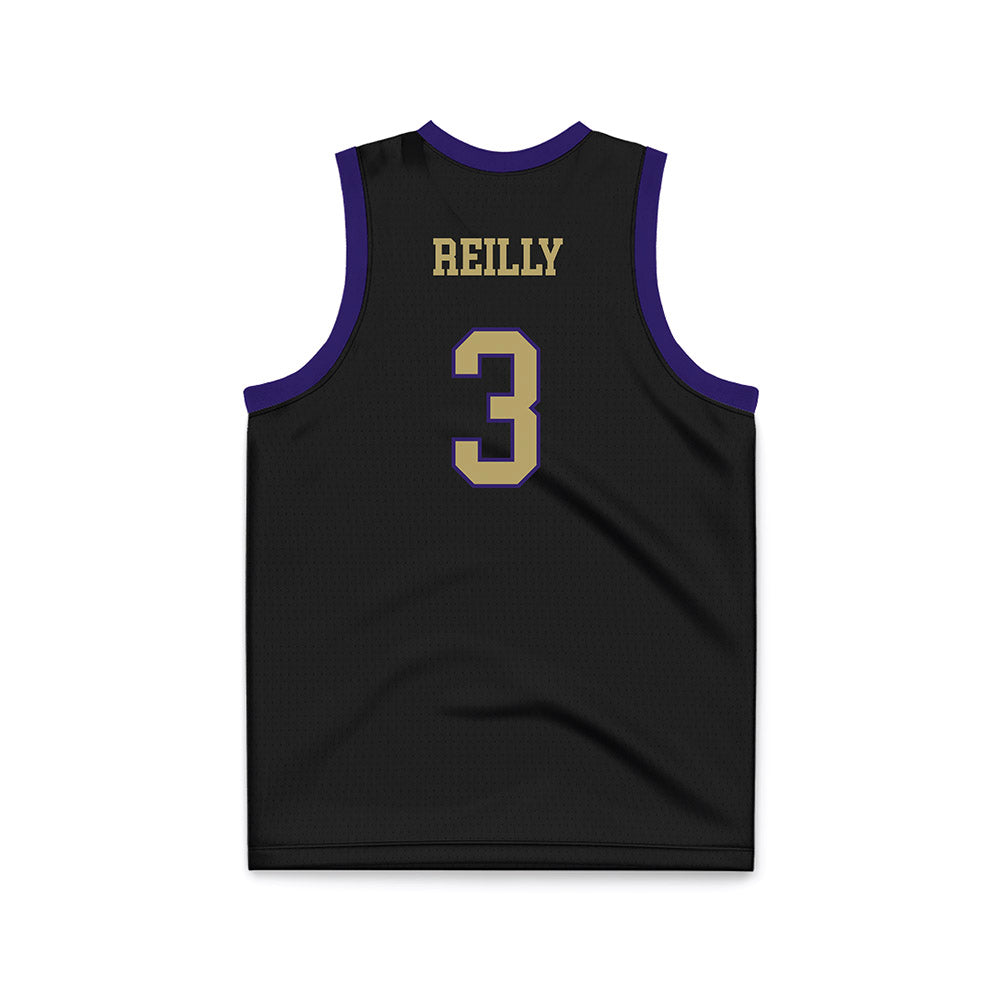 JMU - NCAA Men's Basketball : Cavan Reilly - Black Basketball Jersey-1