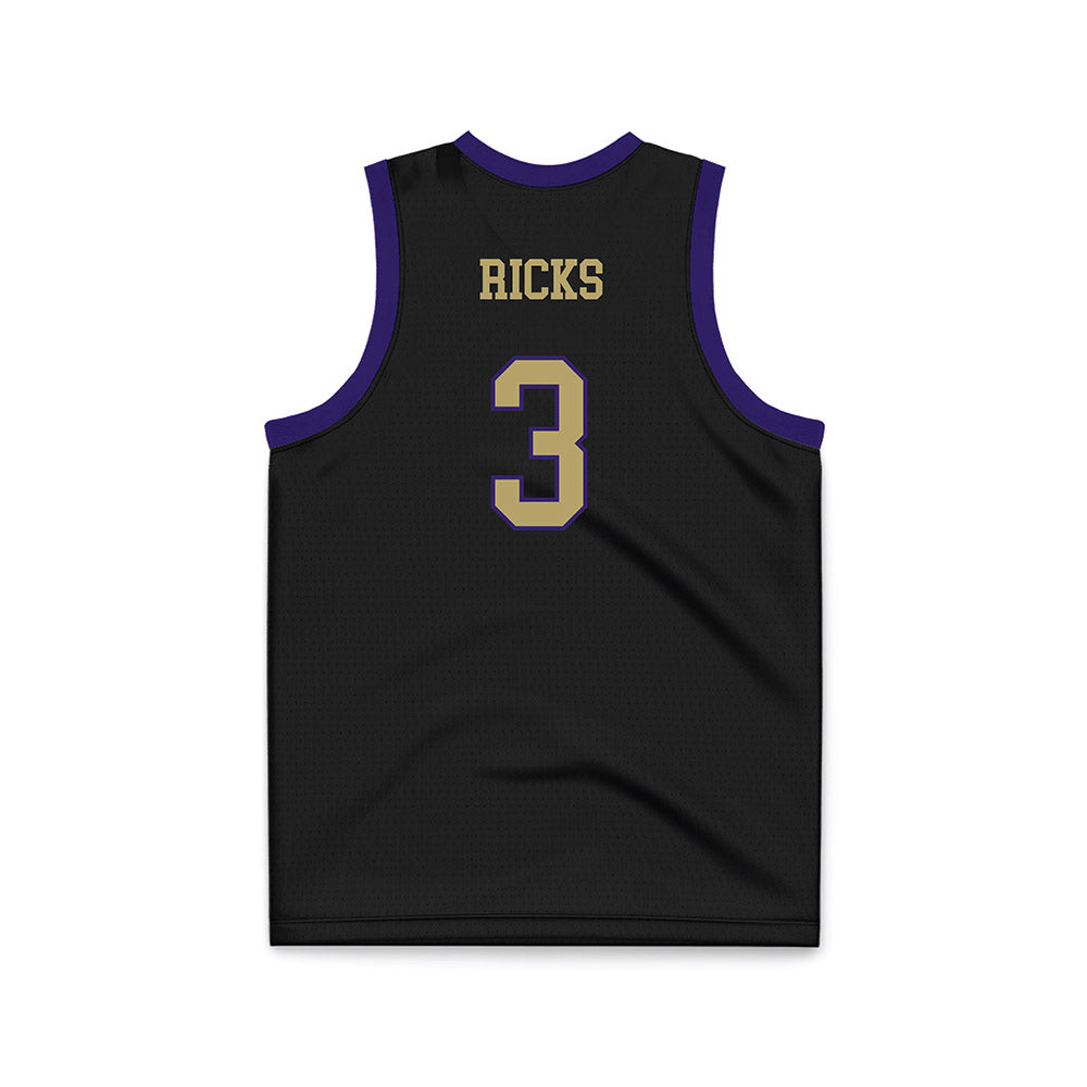 JMU - NCAA Men's Basketball : Eddie Ricks - Black Basketball Jersey-1