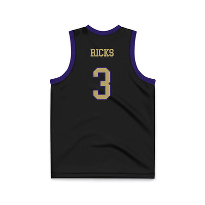 JMU - NCAA Men's Basketball : Eddie Ricks - Black Basketball Jersey-1