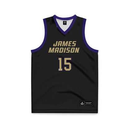 JMU - NCAA Men's Basketball : Joshua Stephen - Black Basketball Jersey-0