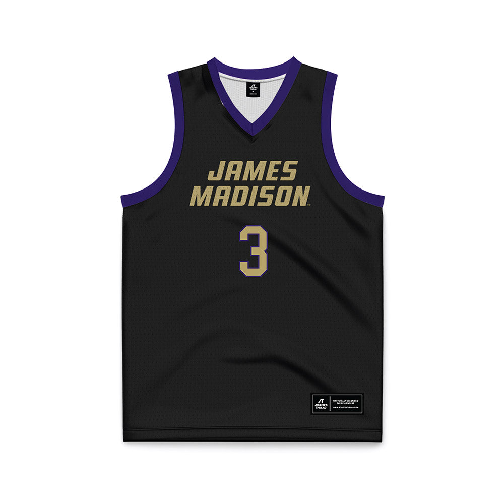 JMU - NCAA Men's Basketball : Eddie Ricks - Black Basketball Jersey-0