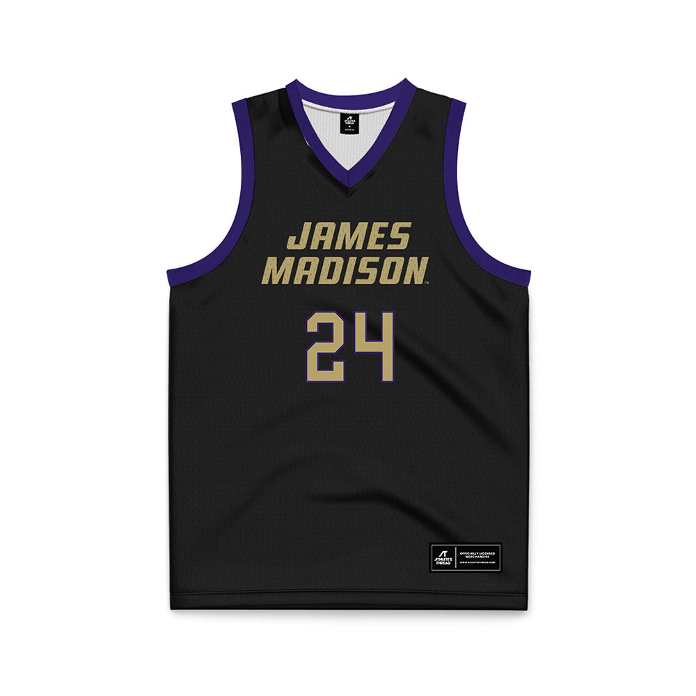 JMU - NCAA Men's Basketball : KJ Windham - Black Basketball Jersey-0