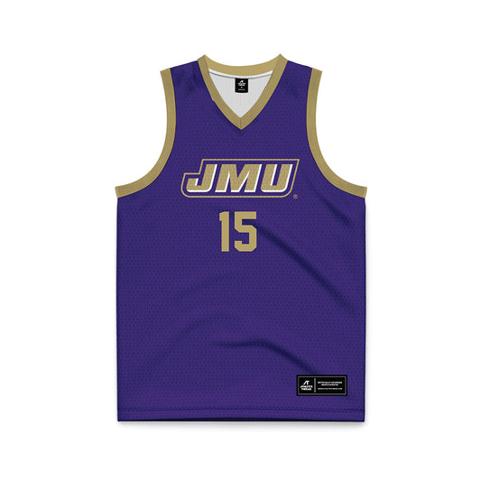JMU - NCAA Men's Basketball : Joshua Stephen - Purple Basketball Jersey-0