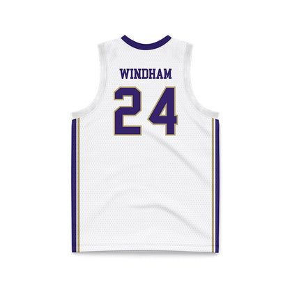 JMU - NCAA Men's Basketball : KJ Windham - White Basketball Jersey-1