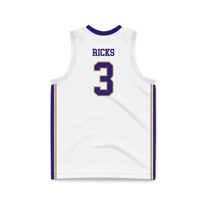 JMU - NCAA Men's Basketball : Eddie Ricks - White Basketball Jersey-1