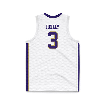 JMU - NCAA Men's Basketball : Cavan Reilly - White Basketball Jersey-1