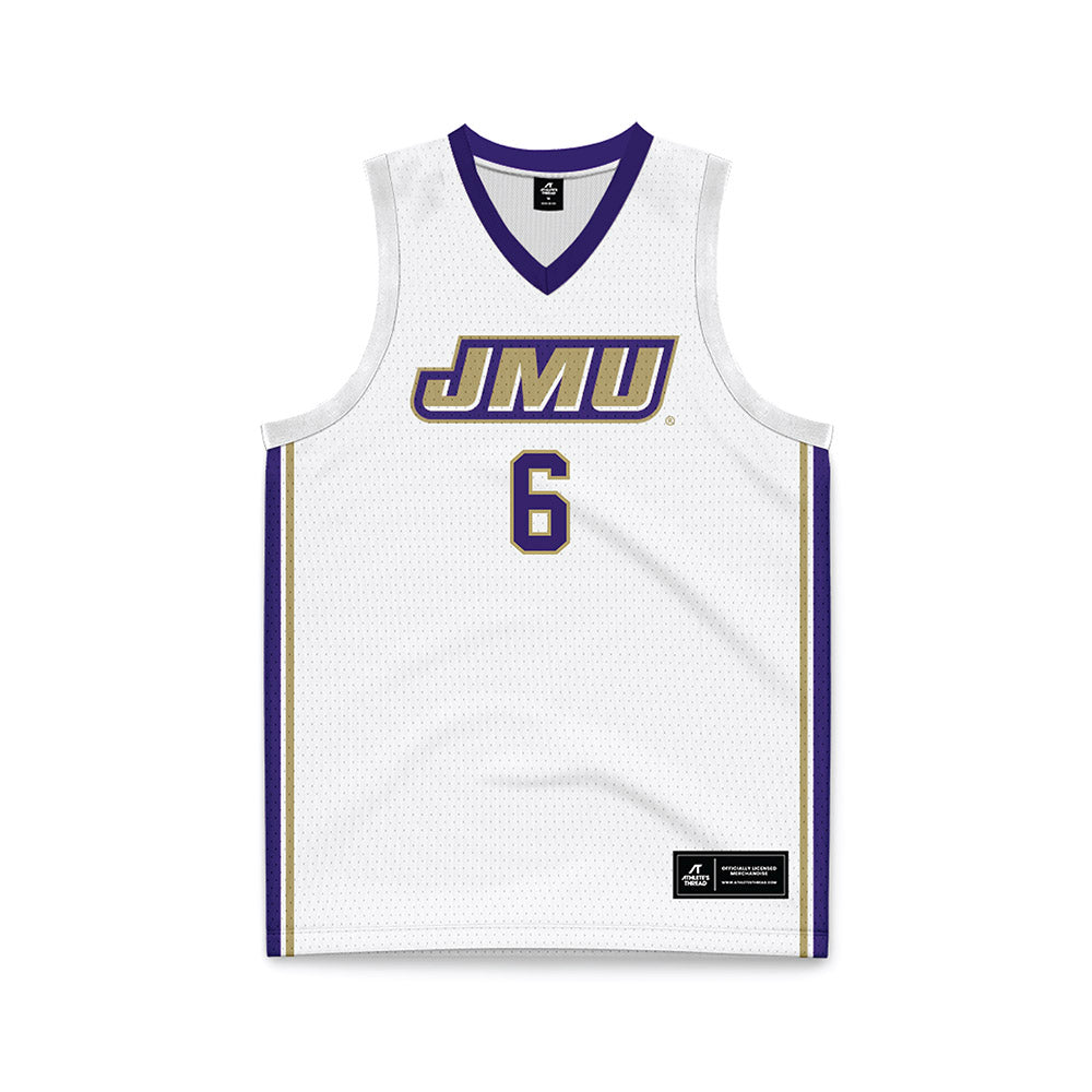 JMU - NCAA Men's Basketball : Ashton Meeks - White Basketball Jersey-0