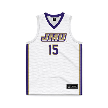 JMU - NCAA Men's Basketball : Brandon Lee - White Basketball Jersey-0