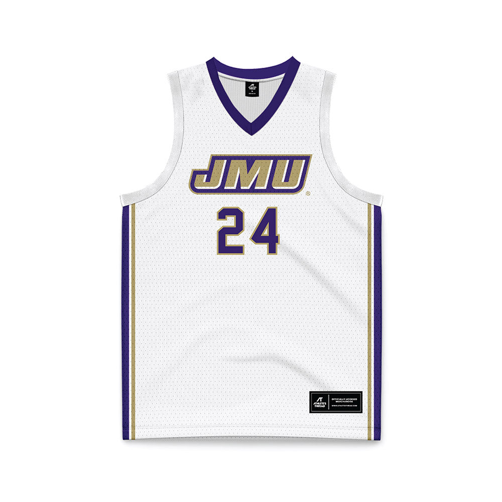 JMU - NCAA Men's Basketball : KJ Windham - White Basketball Jersey-0
