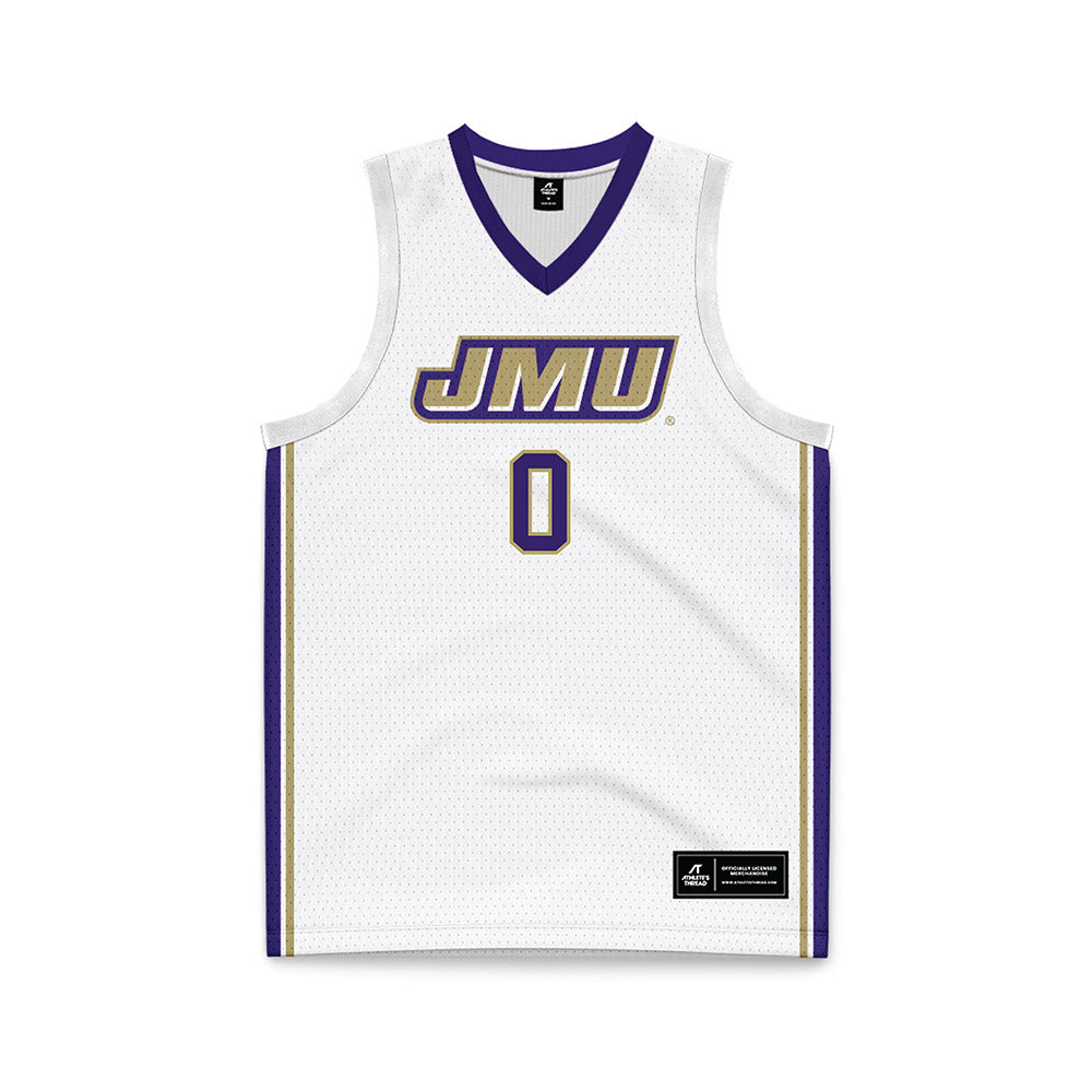 JMU - NCAA Men's Basketball : Marley Curtis - White Basketball Jersey-0