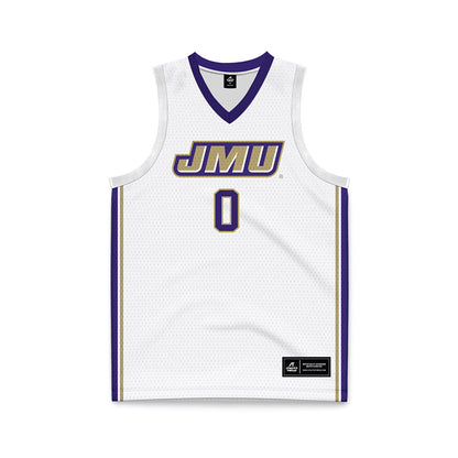 JMU - NCAA Men's Basketball : Marley Curtis - White Basketball Jersey-0