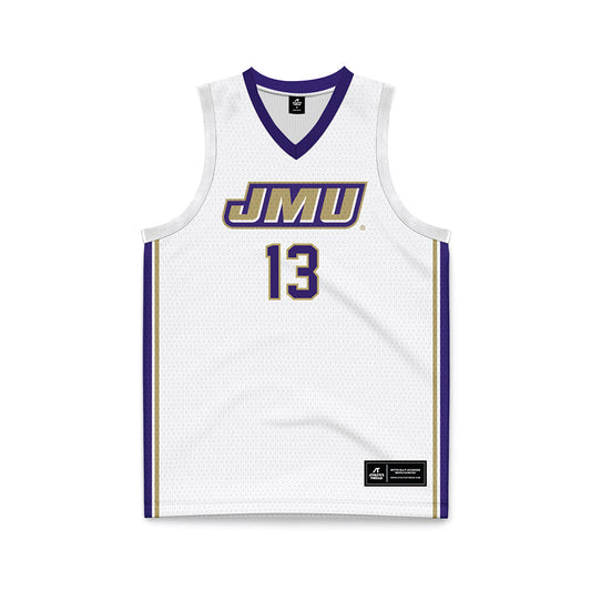 JMU - NCAA Men's Basketball : Preston Fowler - White Basketball Jersey-0
