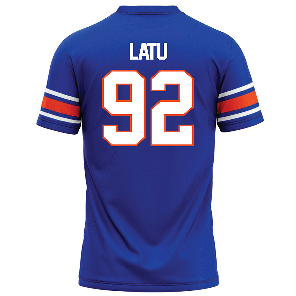 Boise State - NCAA Football : David Latu - Blue Football Jersey-1