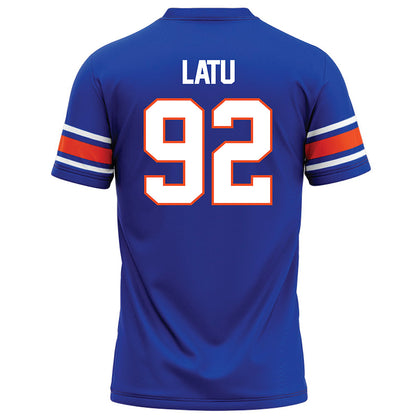 Boise State - NCAA Football : David Latu - Blue Football Jersey-1