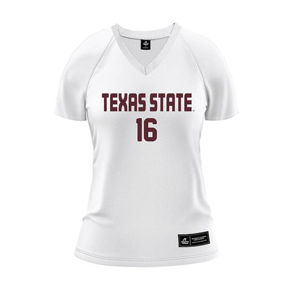 Texas State - NCAA Women's Volleyball : caelyn emmerling - White Volleyball Jersey