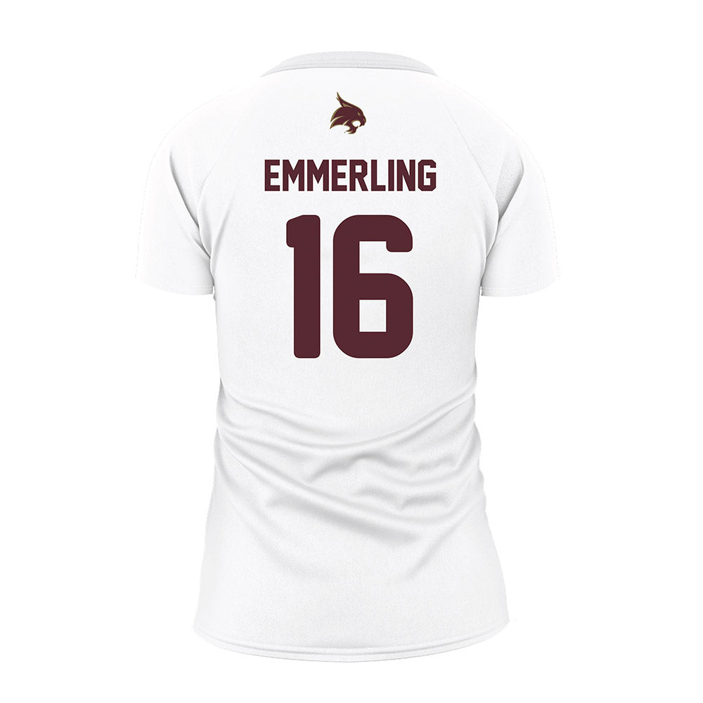 Texas State - NCAA Women's Volleyball : caelyn emmerling - White Volleyball Jersey