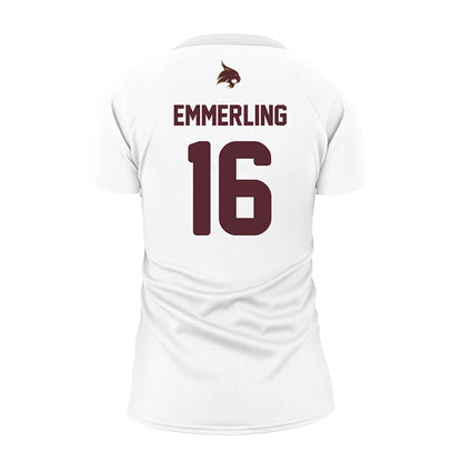 Texas State - NCAA Women's Volleyball : caelyn emmerling - White Volleyball Jersey