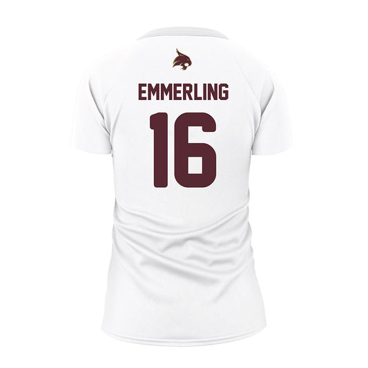 Texas State - NCAA Women's Volleyball : caelyn emmerling - White Volleyball Jersey