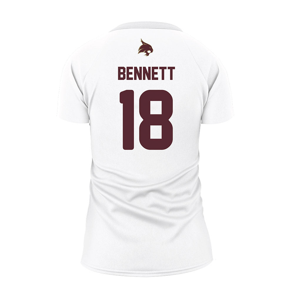 Texas State - NCAA Women's Volleyball : India Bennett - White Volleyball Jersey-0