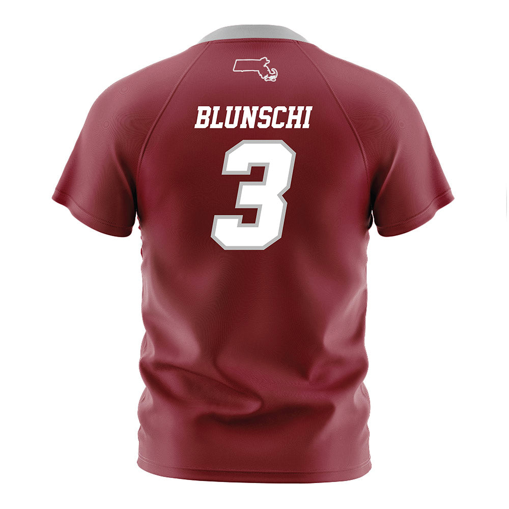 UMass - NCAA Men's Soccer : Jordan Blunschi - Maroon Soccer Jersey-1