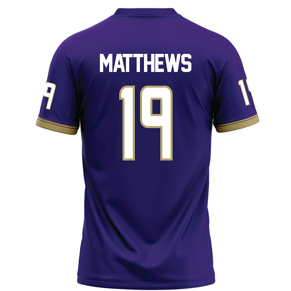 JMU - NCAA Football : Micah Matthews - Purple Football Jersey-1