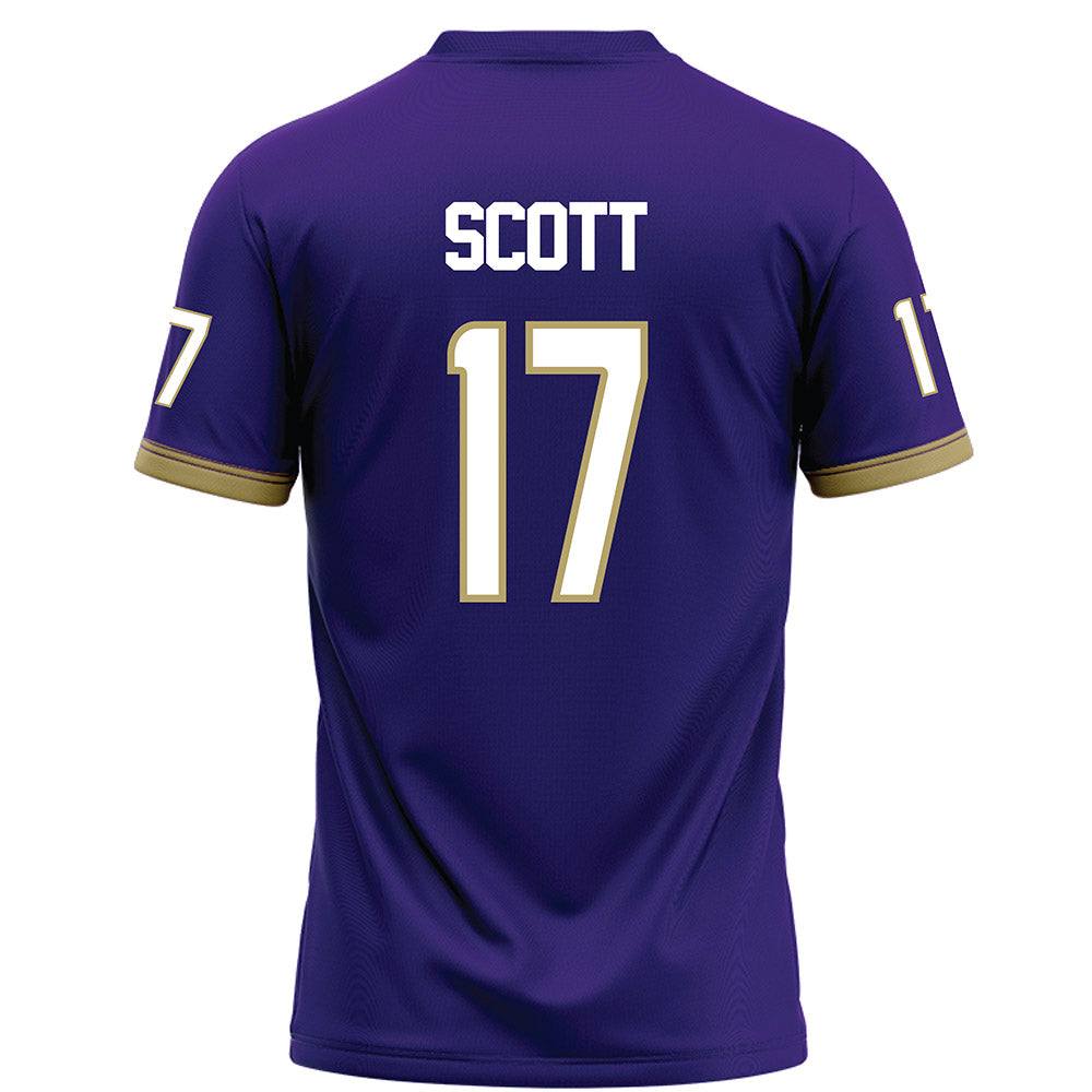 JMU - NCAA Football : Michael Scott - Purple Football Jersey-1