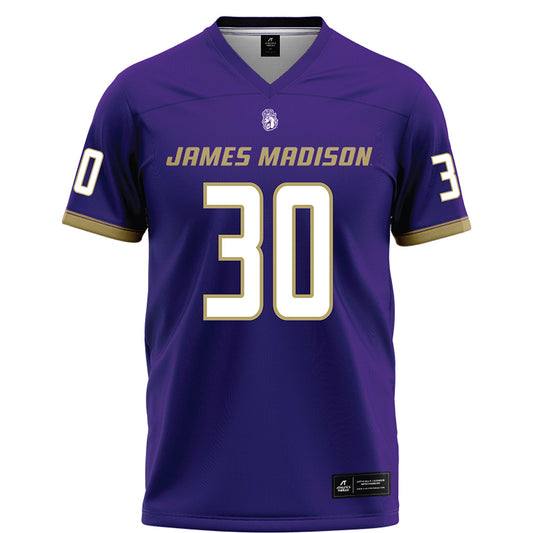 JMU - NCAA Football : Trace Burney - Purple Football Jersey-0