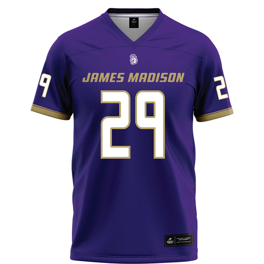 JMU - NCAA Football : KJ Wright - Purple Football Jersey-0