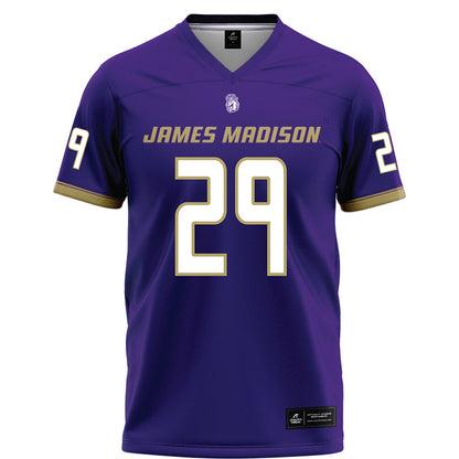 JMU - NCAA Football : KJ Wright - Purple Football Jersey-0