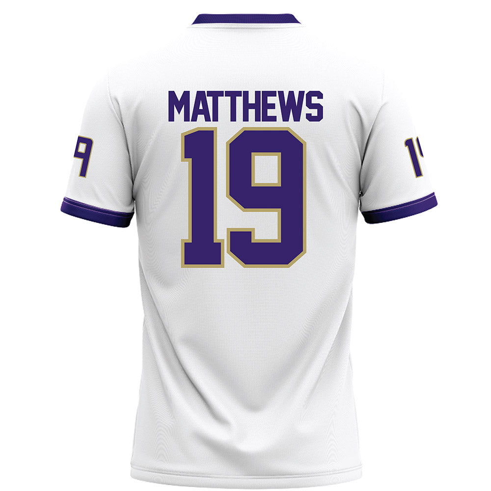 JMU - NCAA Football : Micah Matthews - White Football Jersey-1