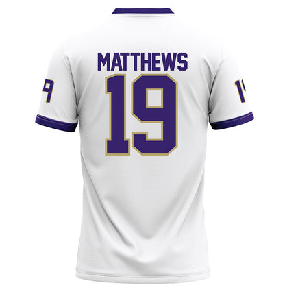 JMU - NCAA Football : Micah Matthews - White Football Jersey-1