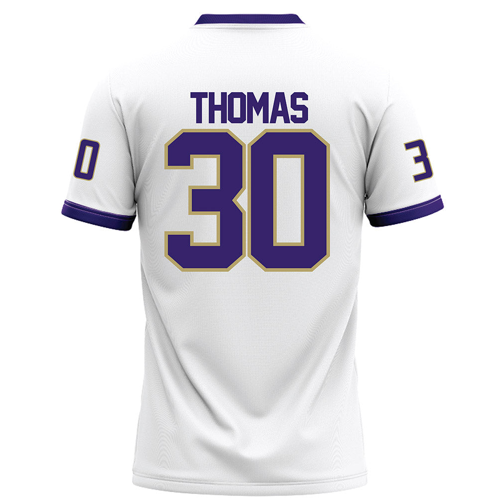 JMU - NCAA Football : Dkwan Thomas - White Football Jersey-1